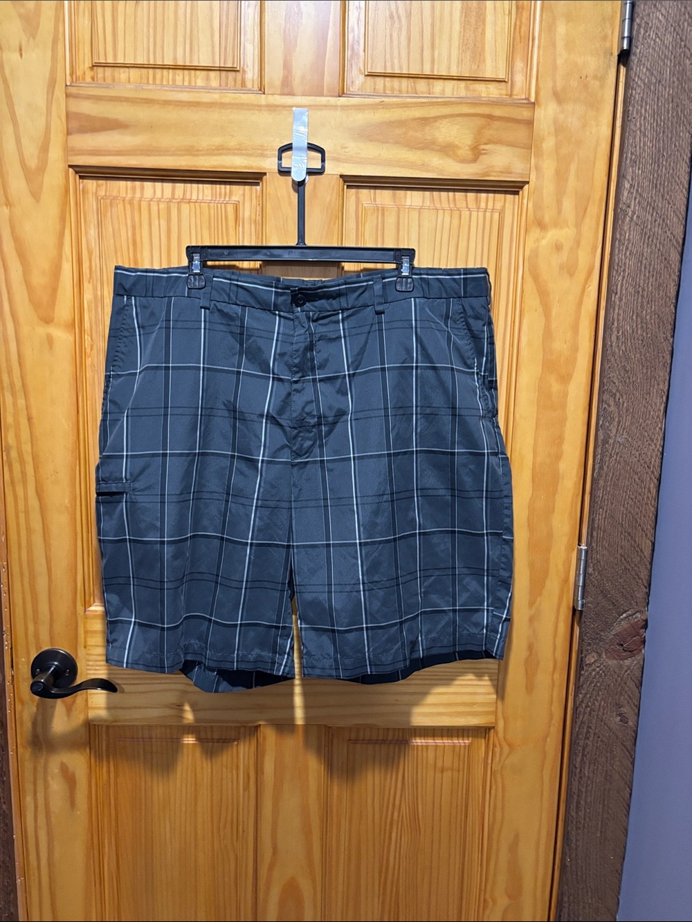 Grand Slam Black Gray Plaid Cargo Shorts